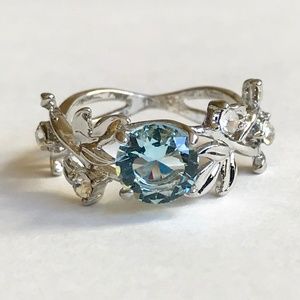 Vintage Silver Topaz Cocktail Ring Size 7 8 9 10